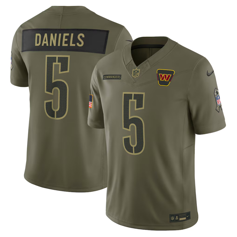 Men NFL Washington Commanders #5 Daniels green salute service 2025 Nike jersey->washington commanders->NFL Jersey
